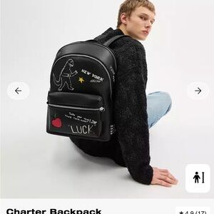 Coach Black Graphic Backpack